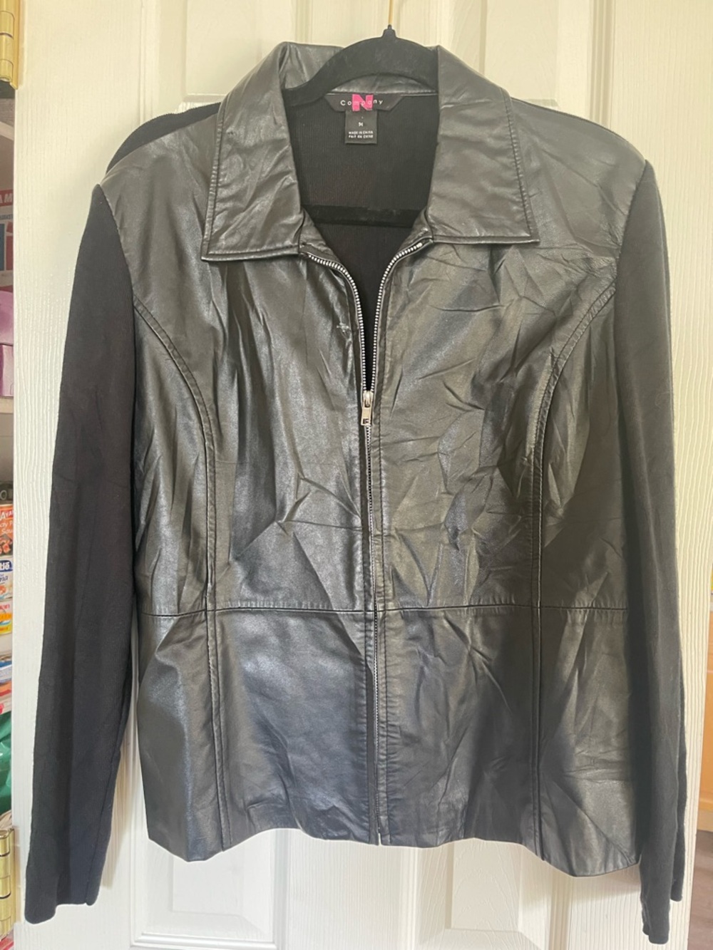 Women’s Black Leather Zip Sweater/Jacket by